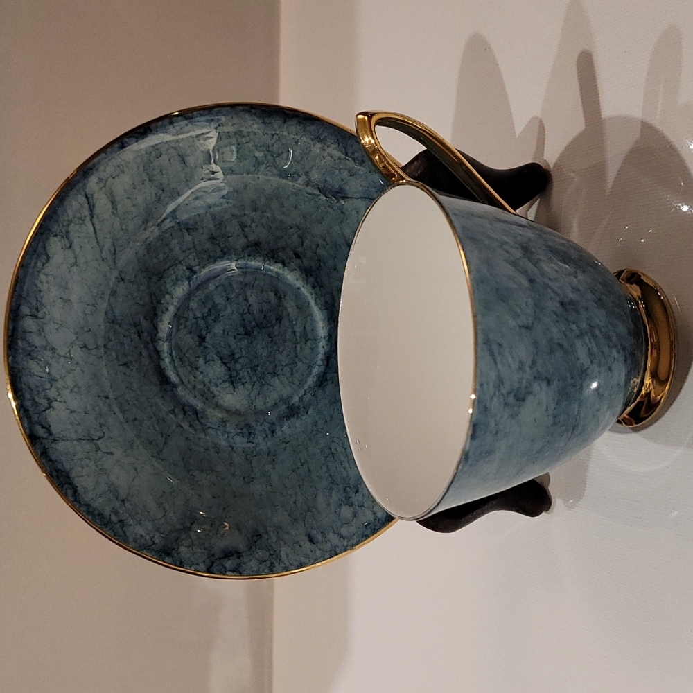 Royal Albert Gossamer blue Marbled teacup and saucer made in England